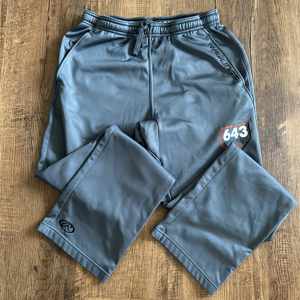Rawlings Baseball Grey drawstring athletic pants men’s size Medium w/ pockets